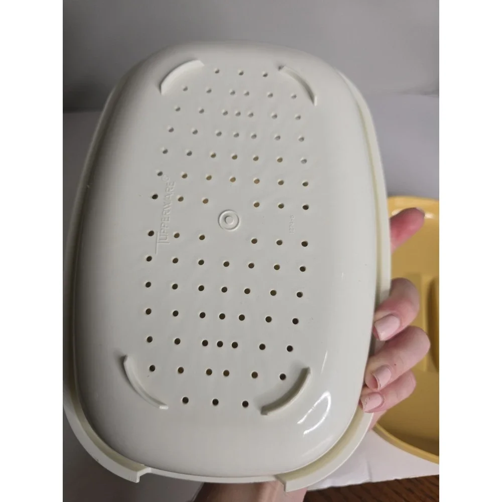 Vintage Tupperware Vegetable Steamer Bowl Harvest Gold Retro 3pc 1273 1274 1275